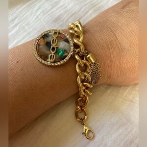 Bebe Vintage Logo‎ Charm & Tassel Bracelet